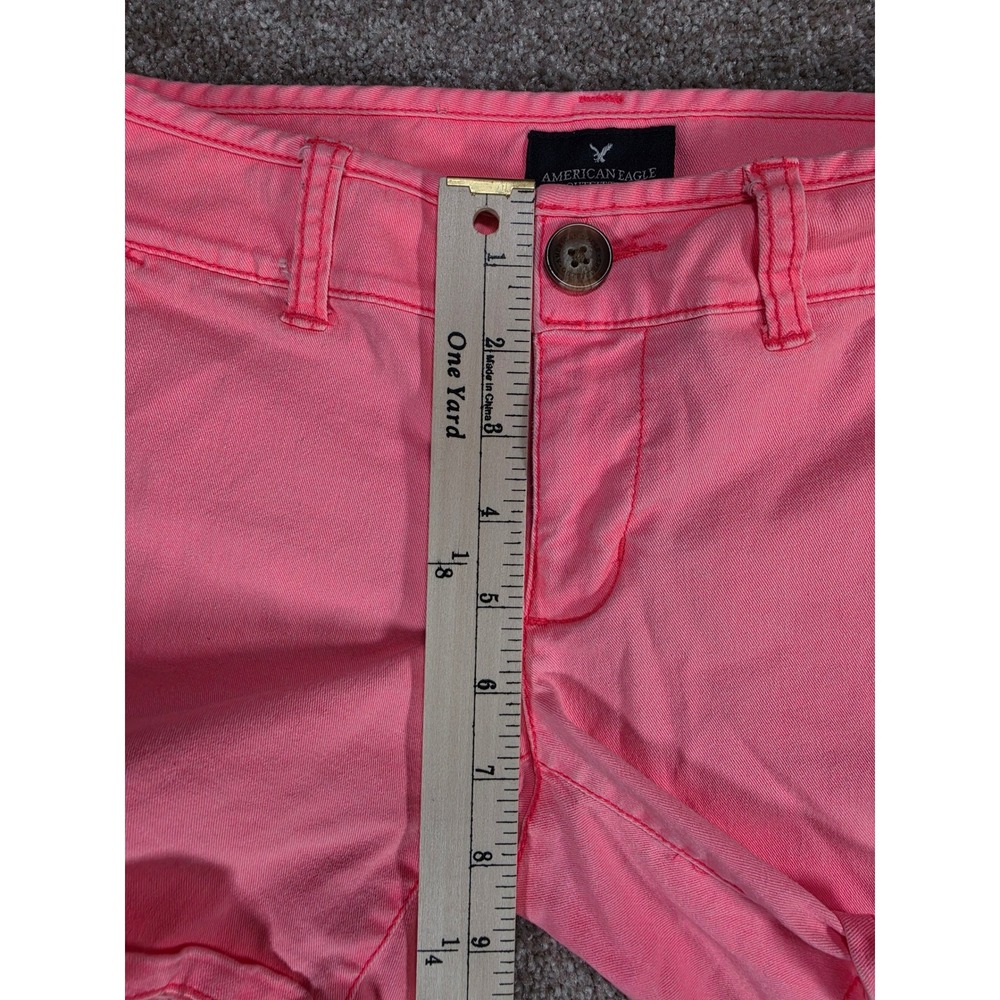 American Eagle Outfitters Midi Stretch Shorts Neon Pink Size 0 Casual Summer Y2K - Picture 3 of 7
